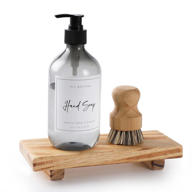 GRID FORTE Wood Pedestal Soap Stand Farmhouse Wood Riser Soap Dish Holder Decor for Bathroom Kitchen Soap Tray Rustic Candle Plant Holder Counter Decor Modern Display Rectangular Decorative Retro 