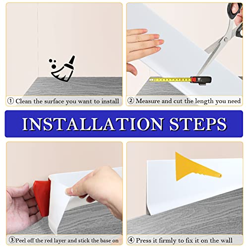 LSGCQ Flexible Baseboard Molding Trim 4 Inch x 20 Feet Self-Adhesive Vinyl Wall Base Peel and Stick Cove Base Rubber Wall Moulding Trim (White) - Image 4