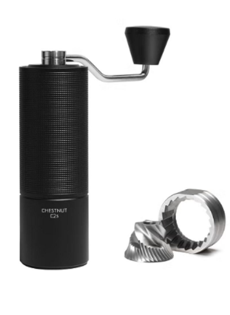 TIMEMORE - TIMEMORE Chestnut C2S Manual Coffee Grinder Stainless Steel S2C Conical Burr Coffee Grinder, Capacity 25g Hand Coffee Bean Grinder, Adjustable Grinder Setting, Double Bearing Positioning (Black) - Image 1