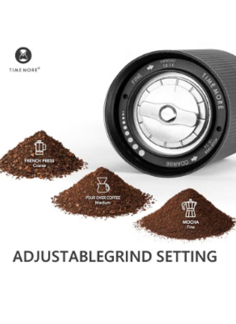 TIMEMORE - TIMEMORE Chestnut C2S Manual Coffee Grinder Stainless Steel S2C Conical Burr Coffee Grinder, Capacity 25g Hand Coffee Bean Grinder, Adjustable Grinder Setting, Double Bearing Positioning (Black) - Image 1