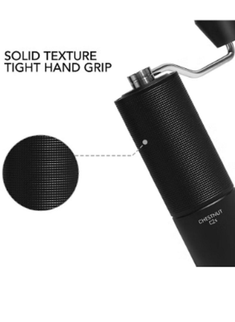 TIMEMORE - TIMEMORE Chestnut C2S Manual Coffee Grinder Stainless Steel S2C Conical Burr Coffee Grinder, Capacity 25g Hand Coffee Bean Grinder, Adjustable Grinder Setting, Double Bearing Positioning (Black) - Image 1