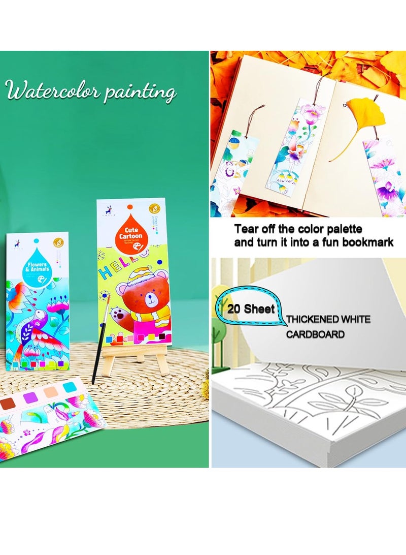 SYOSI Water Color Paint Sets for Kids Travel Pocket Watercolor Kit with Paints and Brushes Arts and Crafts for Girls Boys Water Colors Paint Book Kids Watercolor Coloring Books for Kids Ages 4-8 - Image 4