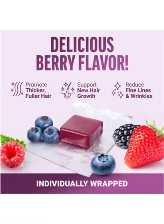 New Hair Growth Accelerator Soft Chews, Hair Growth Vitamins for Women and Men with Lustriva and Biotin to Promote Thicker, Fuller, Stronger Hair, Mixed Berry, 60 Soft Chews - Image 3