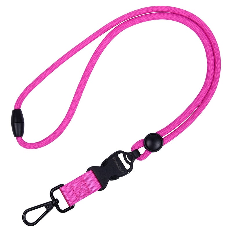 Wisdompro 2 Pack of 21 inch Durable Round Cord Heavy Duty Lanyard with Safety Breakaway Buckle, Detachable Buckle and Metal Hook for Keys, ID Card Badge Holders - Hotpink and Purple - Image 2