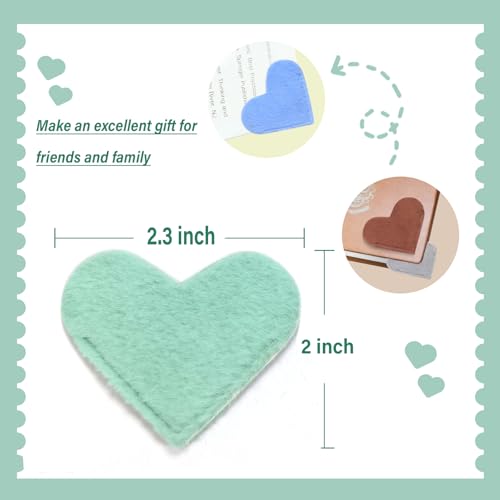 Winjeto Leather Heart Bookmarks - Winjeto 6 Pieces Cute Corner Page Book Marks for Teachers Students Book Reading Lovers, for School Office Home Supplies (Furry（6pcs）) - Image 2