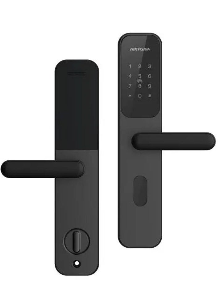 HIKVISION - DS-K4SL500MKW Pro Smart Lock - Aluminum Alloy, Lift-Up Lock Body, M1 Card & Mechanical Key Unlocking, 100 Users Capacity, 1000 Local Records, 2.4G Wi-Fi, Micro USB Emergency Power, Voice Navigation, Anti-Pry & Low Voltage Alarm, Supports Left/Right Door Opening, Power-Off Transmission, -25°C to 70°C Operating Temp, 8 AA Alkaline Batteries, Black - Image 1