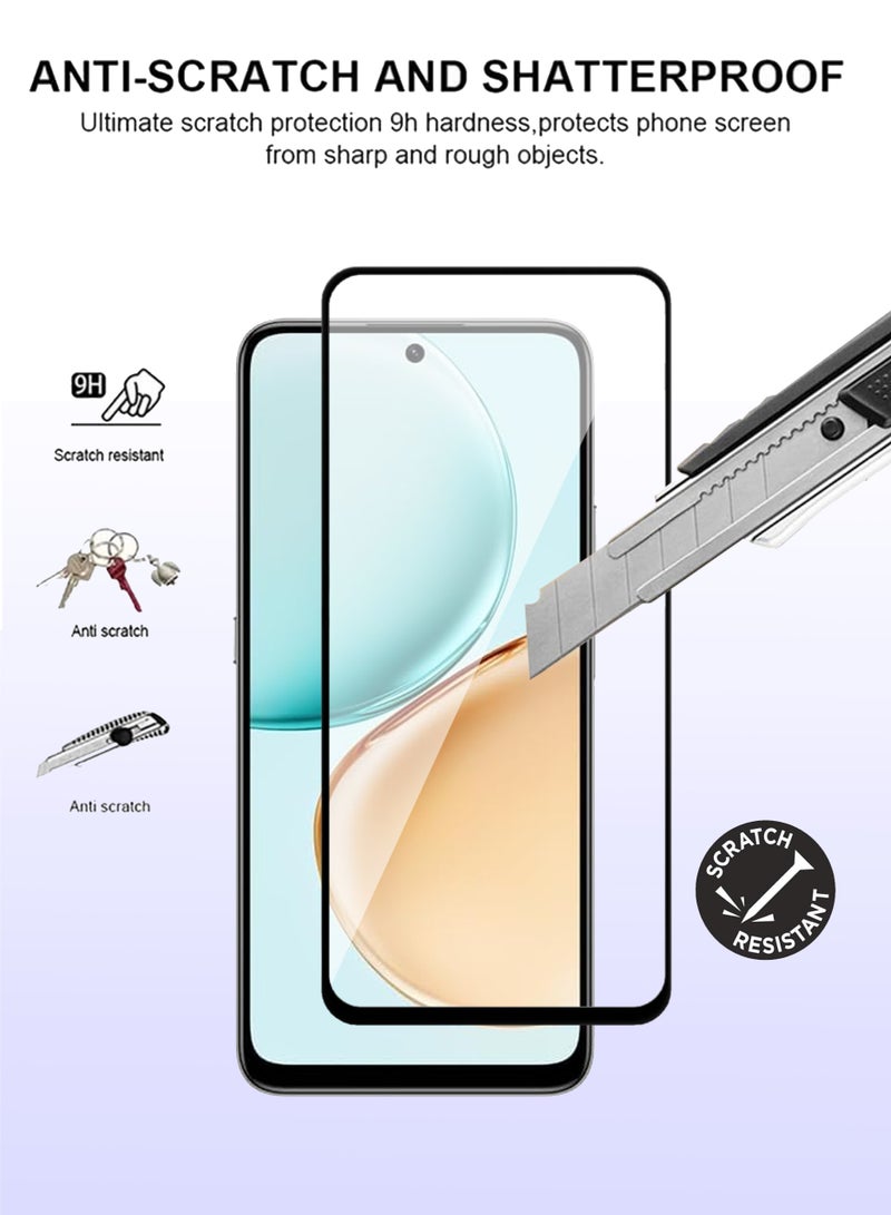 واقي شاشة Honor X7d، قطعتان - زجاج مقسّى فاخر يغطي الشاشة بالكامل لهاتف Honor X7d، شفافية عالية، لمسة رقيقة، مضاد للانفجار، حواف مقوسة ناعمة، سهل التركيب - Image 2