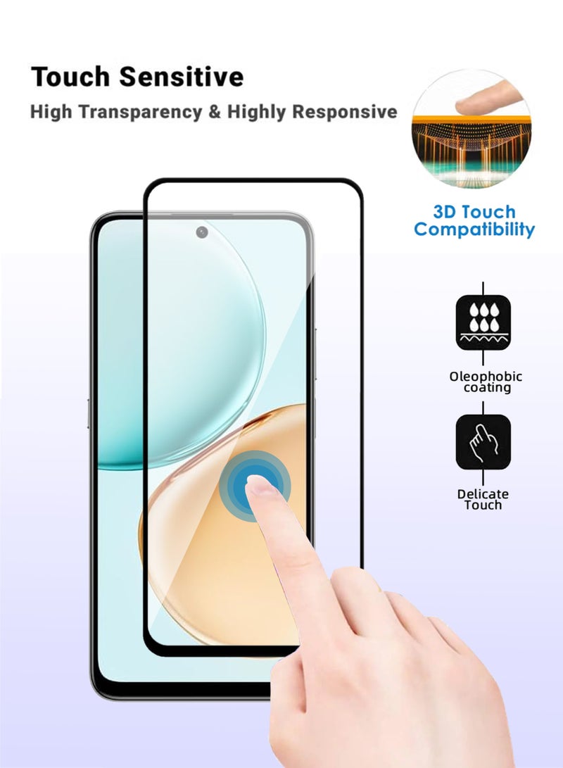 واقي شاشة Honor X7d، قطعتان - زجاج مقسّى فاخر يغطي الشاشة بالكامل لهاتف Honor X7d، شفافية عالية، لمسة رقيقة، مضاد للانفجار، حواف مقوسة ناعمة، سهل التركيب - Image 3