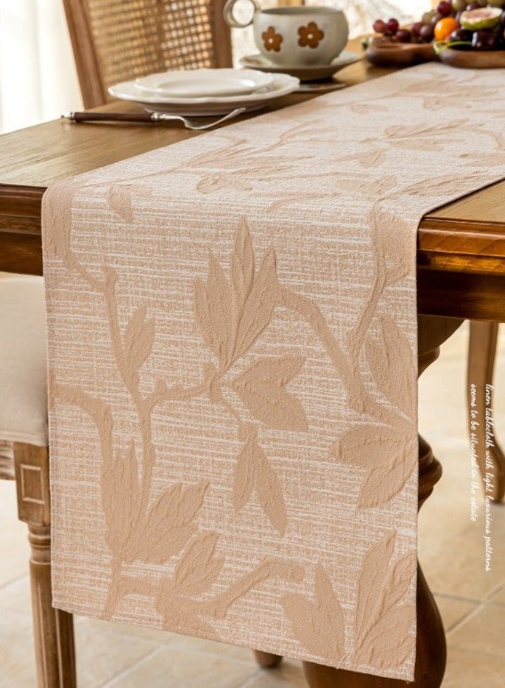 35×210 cm Neoclassical Table Runner Table Decoration Cloth Dining Atmosphere Cloth Suitable for Living Room Bedroom Study Outdoor Restaurant Balcony Children's Room Etc Beige 