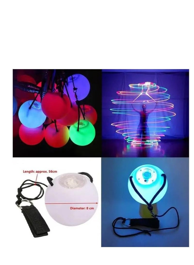 كرات بوي LED دوّارة مضيئة، لعبة حفلات صاخبة، كرات متغيرة الألوان بإضاءة ناعمة للمبتدئين والمحترفين | كرات بوي LED للتلاعب | مجموعة التلاعب وملحقات الرسم بالضوء | كرات بوي نارية وكرات مضيئة - Image 3