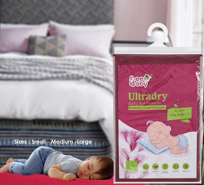 BeeBaby UltraDry Waterproof Quick Dry Sheets for Baby. High Absorbent, Anti-Piling & Reusable Bed Protector for Infants, New Born, Toddlers. (Large - 140cm x 100cm) (Dark Blue, Maroon - Pack of 2) - Image 2