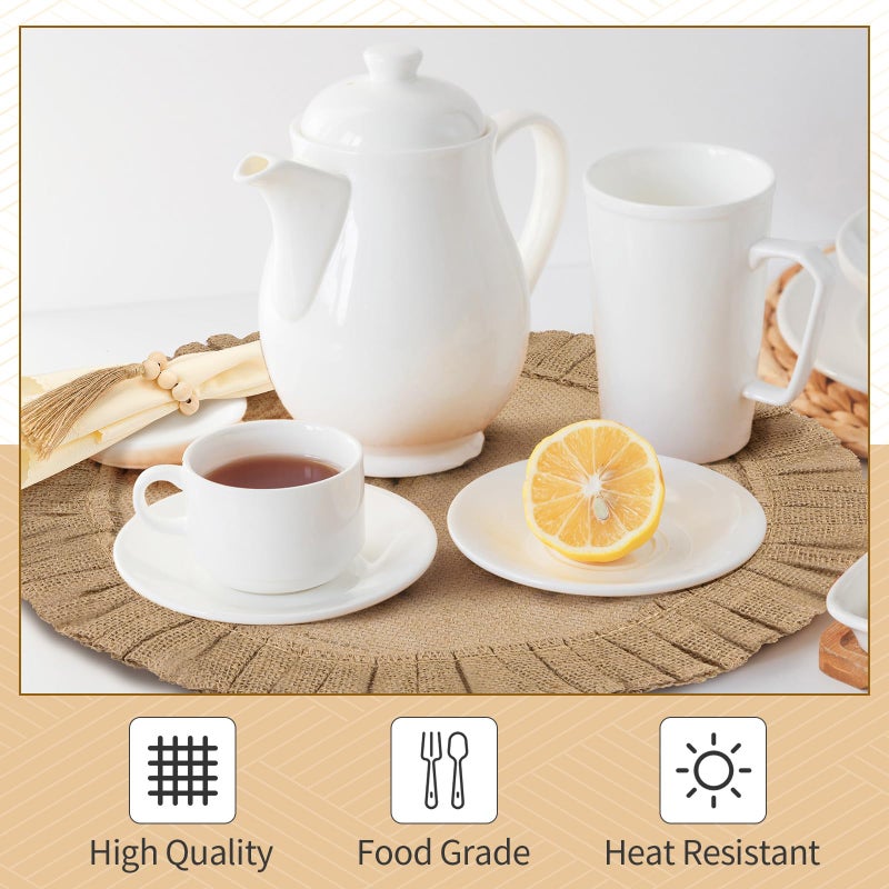 Gejoy 18 Pcs Round Burlap Placemats Wood Bead Napkin Rings with Dinner Napkins Cloth, Jute Heat Resistant Placemats Boho Wooden Rings for Plates Wedding Dining Table - Image 3