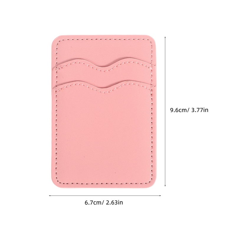 Pink Pu Leather Phone Card Holder Wallet Adhesive Back Dual Slot For Women - Image 3