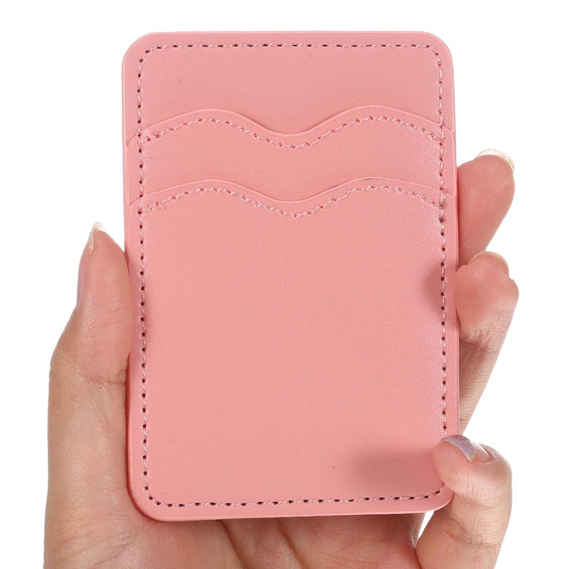 Pink Pu Leather Phone Card Holder Wallet Adhesive Back Dual Slot For Women - Image 5