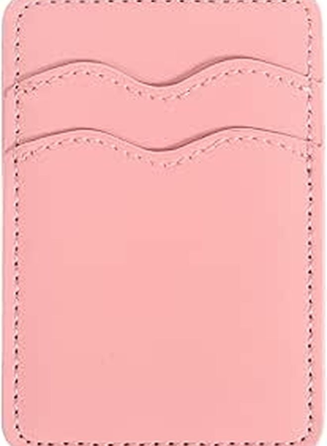 Pink Pu Leather Phone Card Holder Wallet Adhesive Back Dual Slot For Women - Image 1