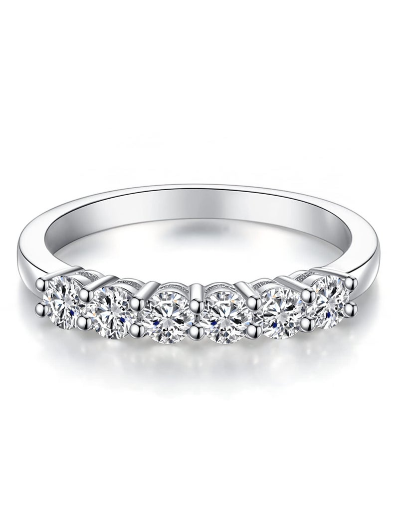 IMOLOVE Moissanite Wedding Band for Women Eternity Bands Moissanite Wedding Rings for Women Sterling Silver Ring Anniversary Band White Gold Plated Size 7 - Image 1