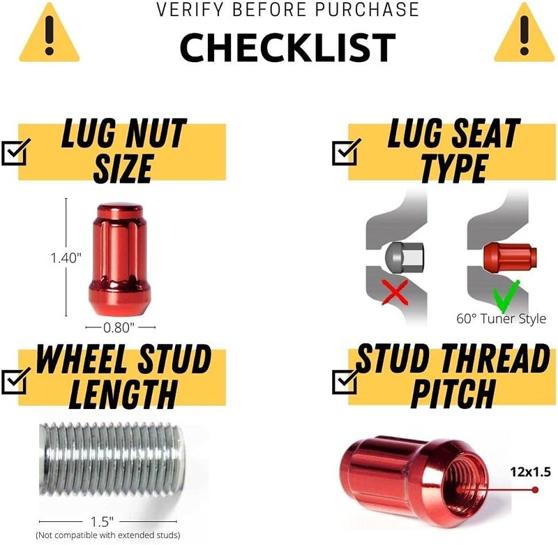 Circuit Performance Red Spline Drive Tuner Acorn Lug Nuts - Image 2