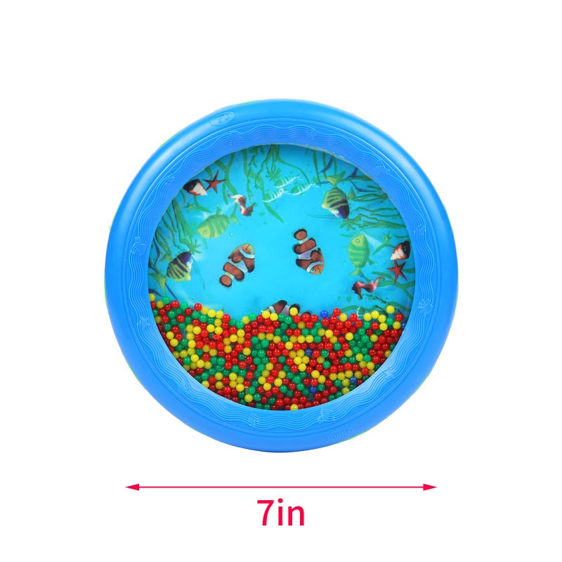 Musfunny Ocean Drum Wave Bead Drums Gentle Sea Sound Music Gift Musical Educational Sea Sound Drum Tool for Kid Child Baby (Blue) - Image 5