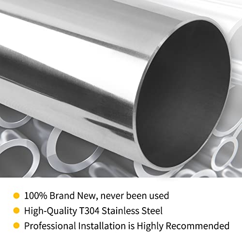 FGJQEFG 2.5 Inch Straight DIY Custom Mandrel Exhaust Pipe Tube Pipe, 30 Inch Length, 2.5'' OD Mandrel Straight Pipe, T304 Stainless Steel, Universal Fitment - 1PC - Image 5