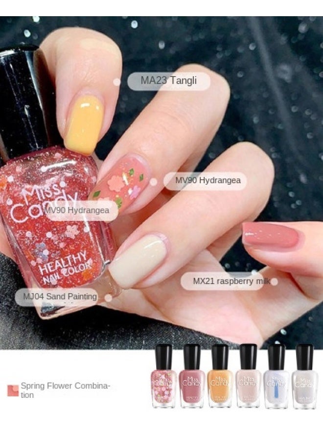 Miss Candy Piece Set】healthy Nail Polish, No Uv Light Needed, Long-lasting Peelable Nail Varnish, Whitening Effect Manicure Kit, Beginner Gift Set - Image 1