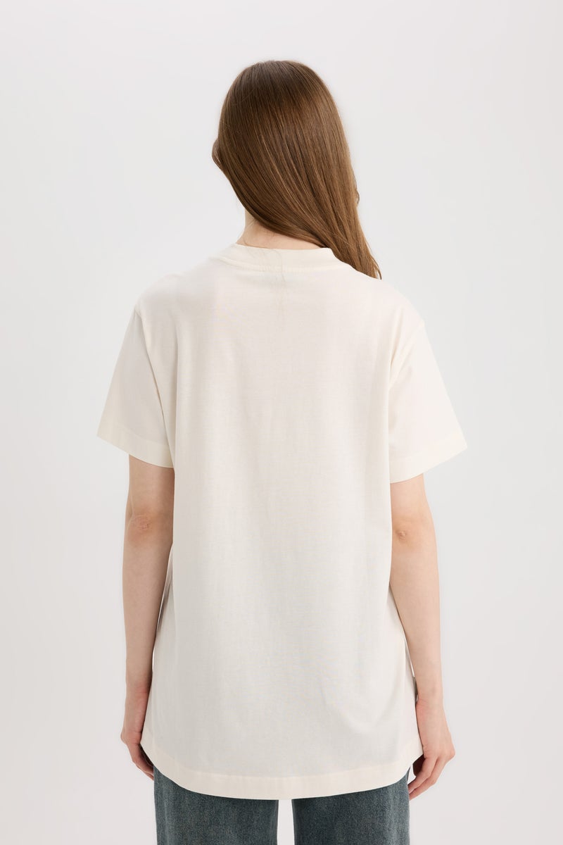 DeFacto Woman Relax Fit Crew Neck Printed Short Sleeve Tunic - Image 5
