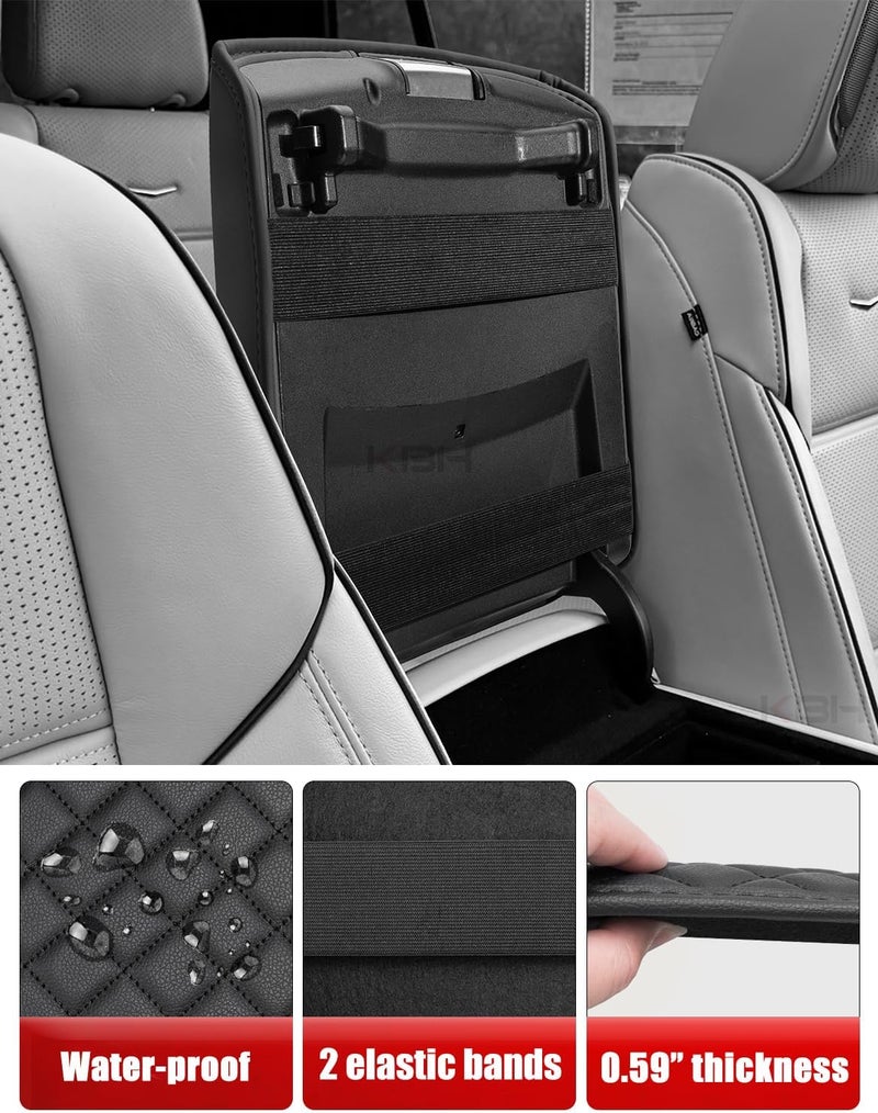 KBH Center Console Armrest Cover for Cadillac Escalade 2021-2025, Vinyl Leather, Car Arm Rest Lid Protector Cushion, Interior Accessories, Anti-Scratch, Black - Image 5