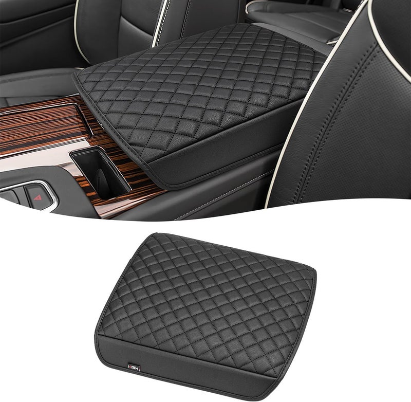 KBH Center Console Armrest Cover for Cadillac Escalade 2021-2025, Vinyl Leather, Car Arm Rest Lid Protector Cushion, Interior Accessories, Anti-Scratch, Black - Image 1