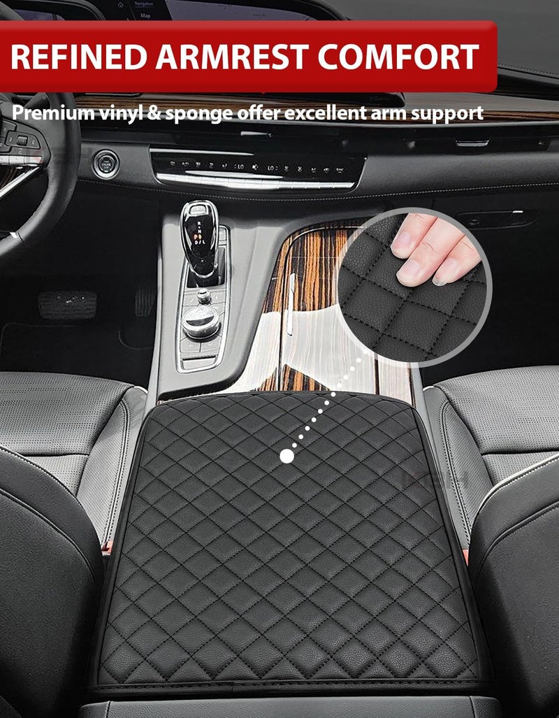 KBH Center Console Armrest Cover for Cadillac Escalade 2021-2025, Vinyl Leather, Car Arm Rest Lid Protector Cushion, Interior Accessories, Anti-Scratch, Black - Image 4