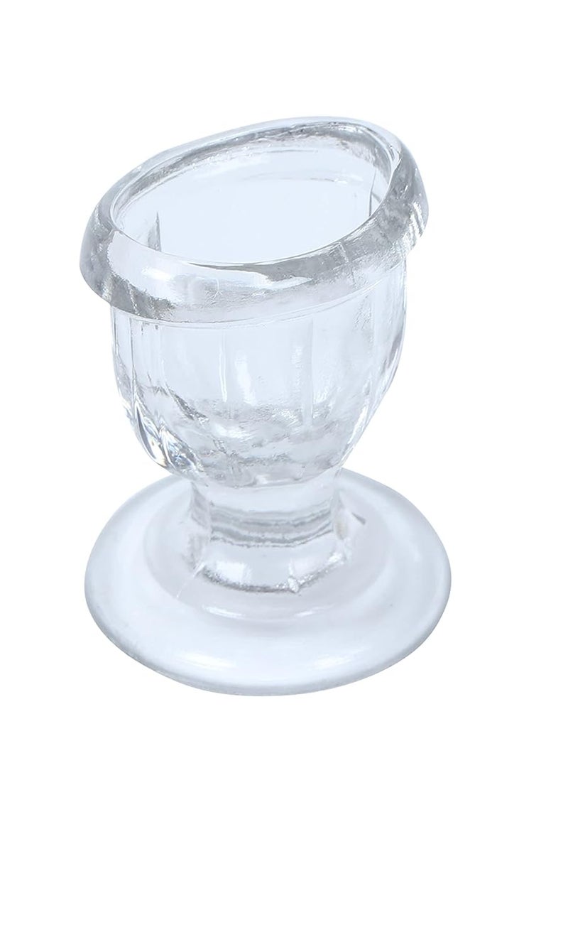QIMACPLUS QIMACPLUS SuperiorSmooth EdgeGlass Eye Wash Cups With Engineering Design To Fit Eyes For Effective Eye CleansingEye Shaped RimSnug Fit With Storage Container Set Of 1 PcsTransparent  - Image 1