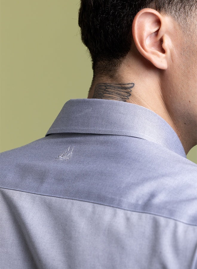تكلف The Urban Essential Grey Non Iron Oxford Shirt with Sleek Texture - Image 4