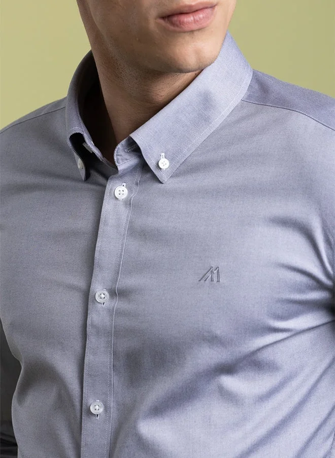 تكلف The Urban Essential Grey Non Iron Oxford Shirt with Sleek Texture