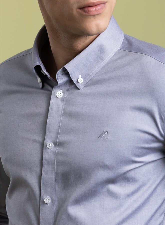 تكلف The Urban Essential Grey Non Iron Oxford Shirt with Sleek Texture - Image 2