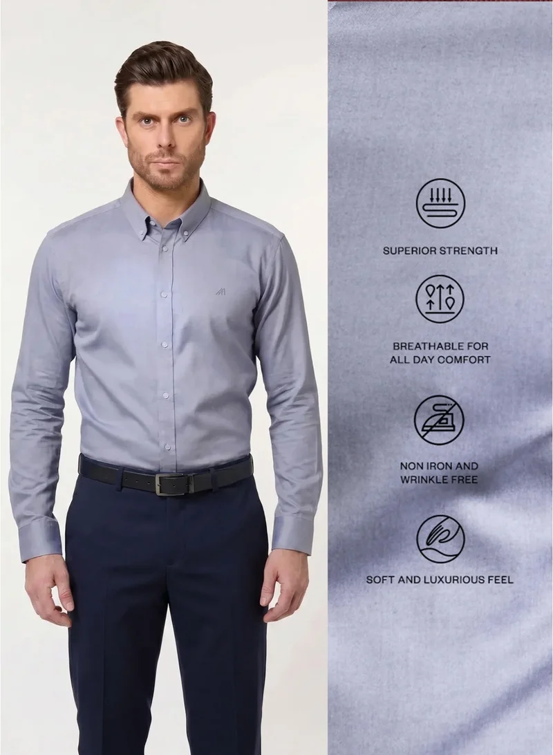 MANNERISM  The Urban Essential Grey Non Iron Oxford Shirt with Sleek Texture for Men | Best Price UAE