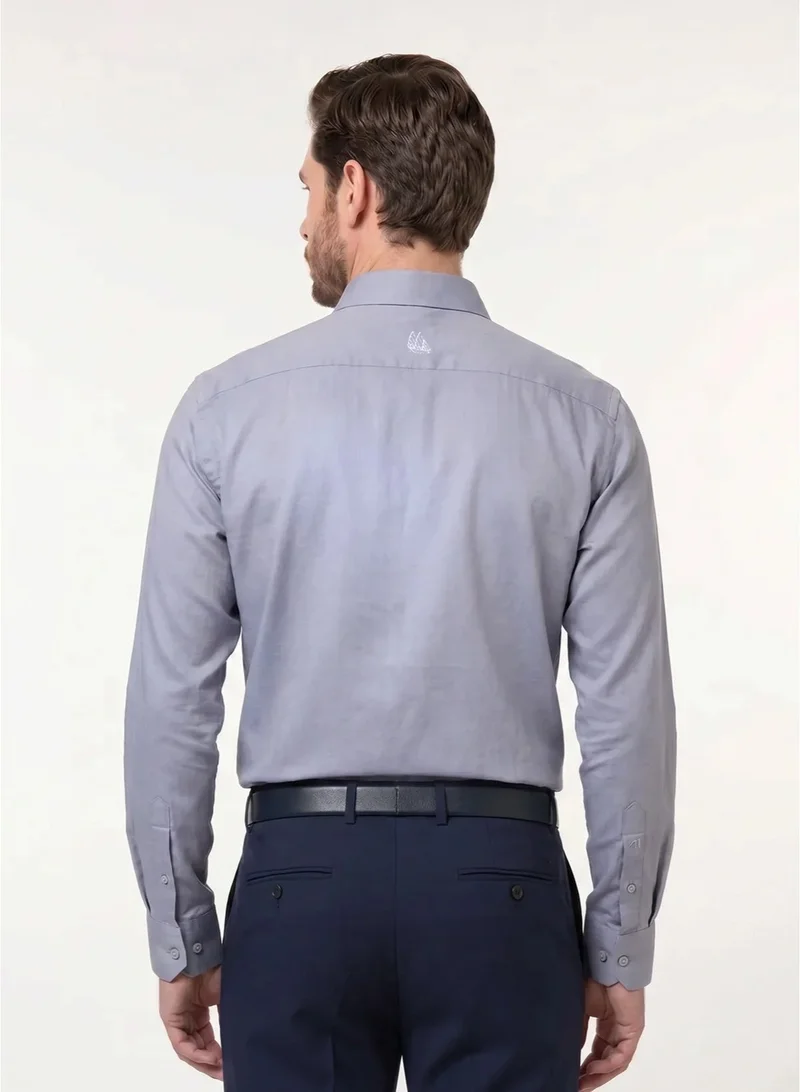 MANNERISM  The Urban Essential Grey Non Iron Oxford Shirt with Sleek Texture for Men | Best Price UAE