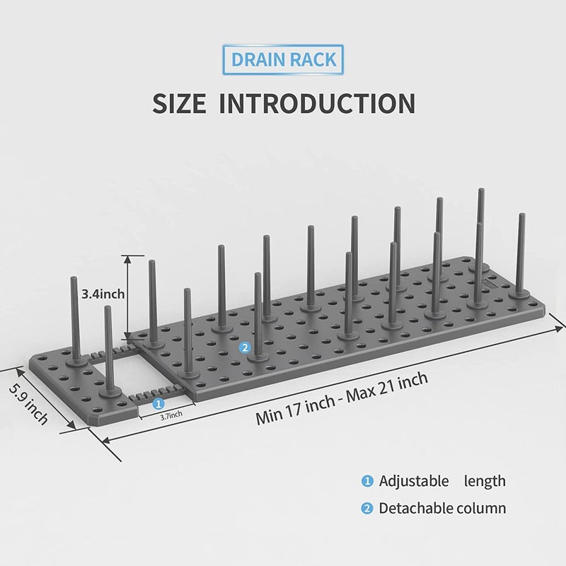 Flipco Adjustable Pegboard Drawer Organizer, Kitchen Drawer Organizers, Trays and Dividers for Drying Rack Bowl Storage of Kitchen Utensils, Tableware (Pack of 2) - Image 2