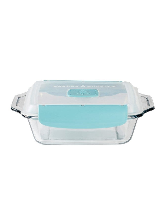 Anchor Hocking 8 Inch Square Cake Dish with TrueLock Locking Lid Bakeware, Clear - Image 3