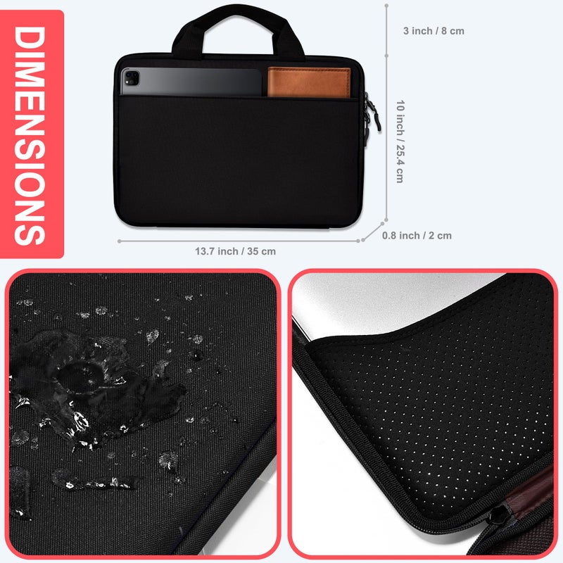 Hseok Laptop Case 13.3-14 Inch Briefcase, 180 Opening Water-Resistant & Shockproof Bag with Soft Velvet Lining, Compatible with MacBook Pro 14", Mac Air/Pro 13.3", XPS 14/13 and 13"-14" PC,Deep Black - Image 2