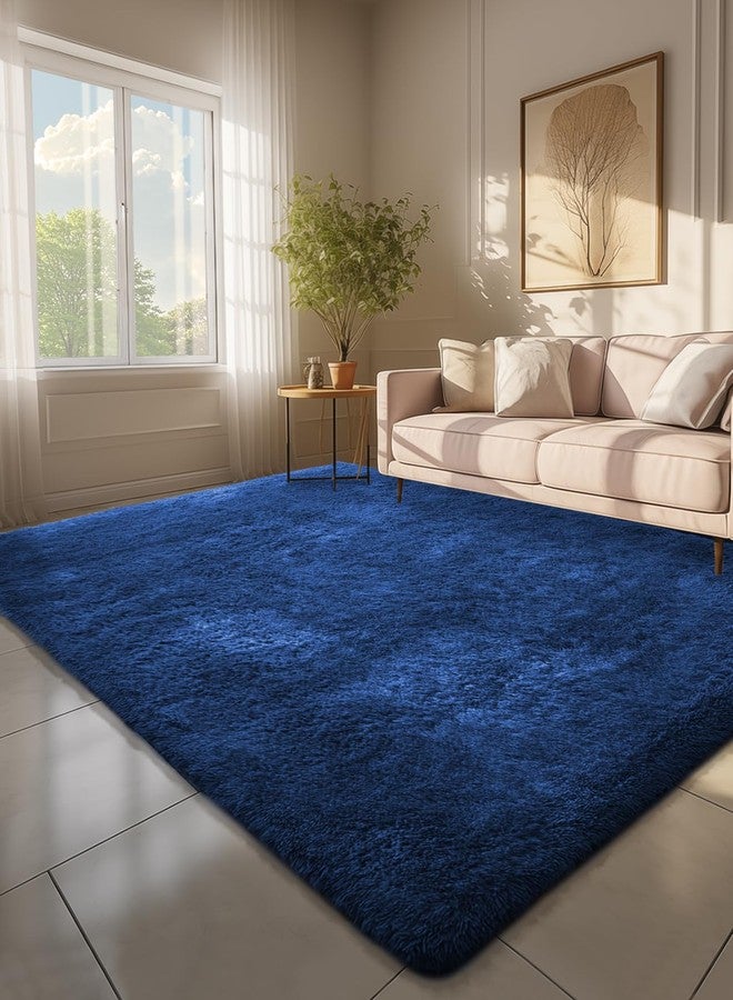Ophanie 6x9 Blue Rugs for Living Room, Large Fluffy Shag Fuzzy Plush Soft Area Rugs, Floor Shaggy Navy Carpets for Bedroom, Carpet for Kids Boys Girls Dorm Nursery Home Decor Aesthetic - Image 1