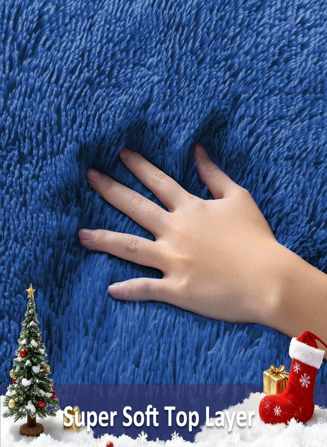 Ophanie 6x9 Blue Rugs for Living Room, Large Fluffy Shag Fuzzy Plush Soft Area Rugs, Floor Shaggy Navy Carpets for Bedroom, Carpet for Kids Boys Girls Dorm Nursery Home Decor Aesthetic - Image 2