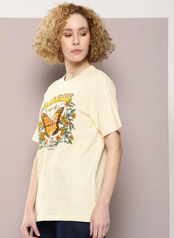 Dillinger Oversized Butterfly Graphic Print T-Shirt by Styli