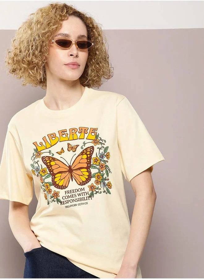 Dillinger Oversized Butterfly Graphic Print T-Shirt by Styli