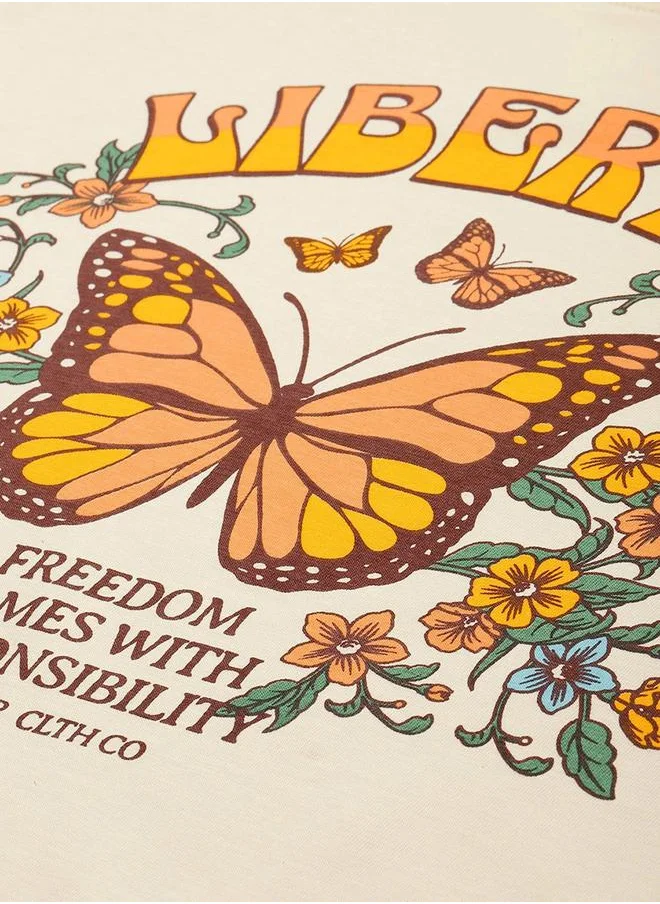 Dillinger Oversized Butterfly Graphic Print T-Shirt by Styli
