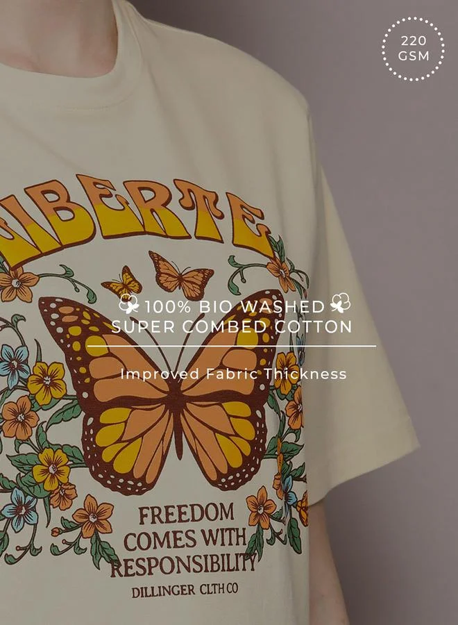 Dillinger Oversized Butterfly Graphic Print T-Shirt by Styli