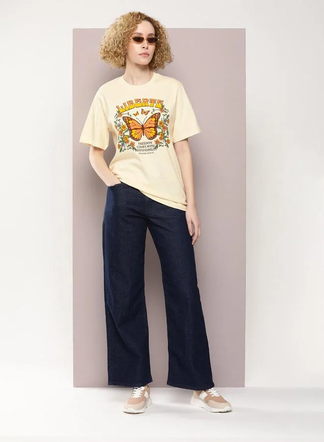 Dillinger Oversized Butterfly Graphic Print T-Shirt by Styli