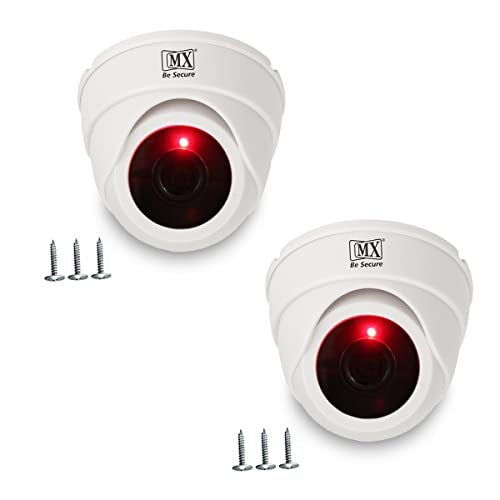 MX Dummy CCTV Camera with Blinking LED Light – Fake Security Camera | Battery Operated (Batteries Not Included) | Visual Deterrent for Home, Office, Shop – Pack of 2 (No Audio/No Video) - Image 1