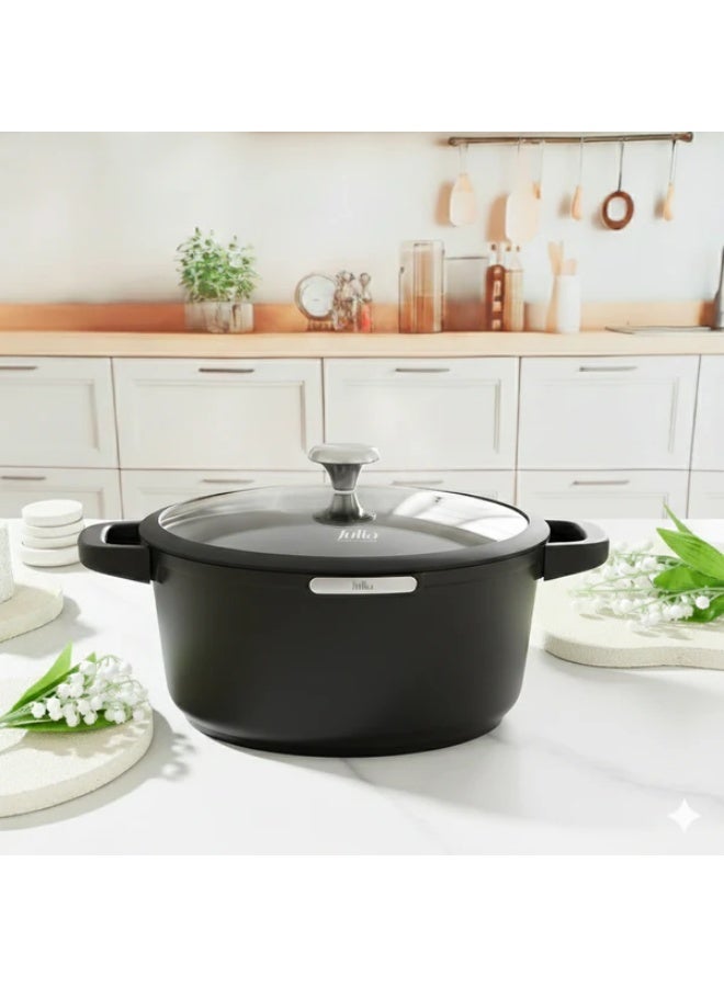 Julia Elite Smoky Cookware Set 8 Pcs with Lids - Smoky - Black Granite Non-Stick - Induction Ready - Image 1