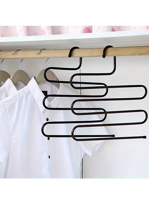 S-Shape Stainless Steel Pant Hanger - Non-Slip, Multi-Layer Design for Perfect Wardrobe Organization, Available in Sets
