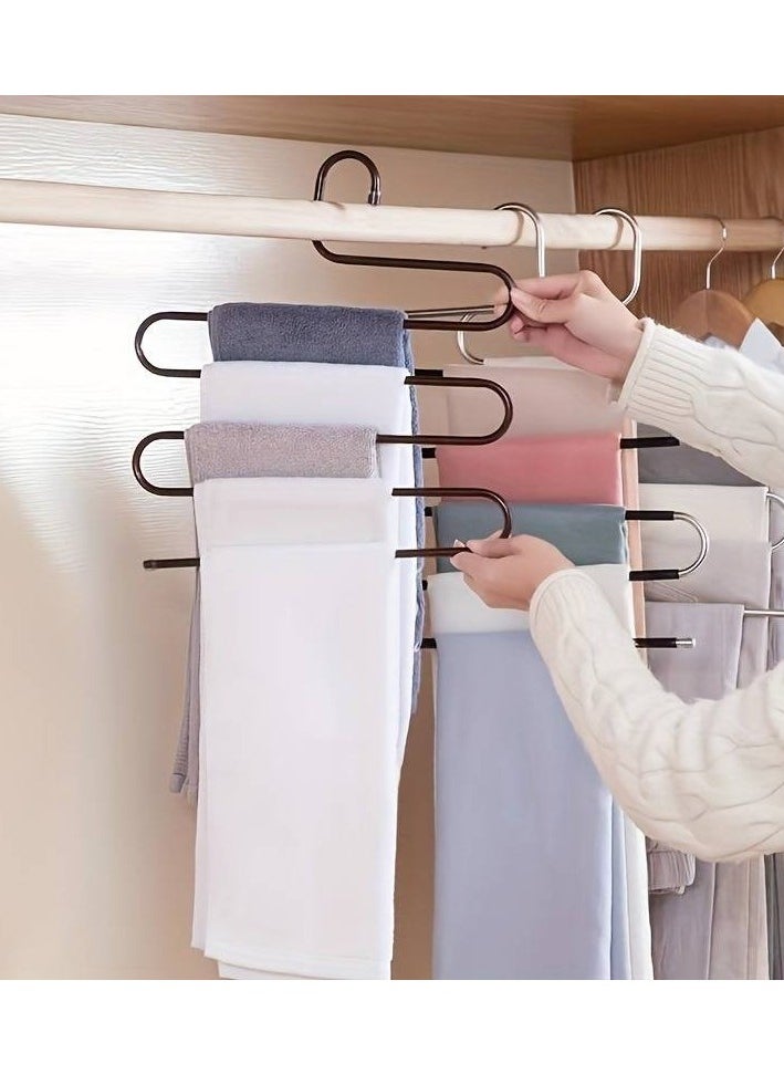 Generic - S-Shape Stainless Steel Pant Hanger - Non-Slip, Multi-Layer Design for Perfect Wardrobe Organization, Available in Sets - Image 1
