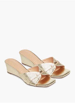Celeste Women's Monogram Embossed Slip-On Sandals with Wedge Heels  - Image 1