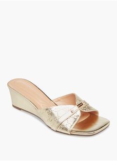 Celeste Women's Monogram Embossed Slip-On Sandals with Wedge Heels  - Image 2